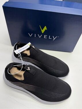 VIVELY Women’s 10.5 Black Slip On Memory Foam Athletic Shoe
